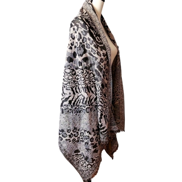 Modern Expressions Black & Taupe Animal Print Wrap Scarf - Picture 2 of 7